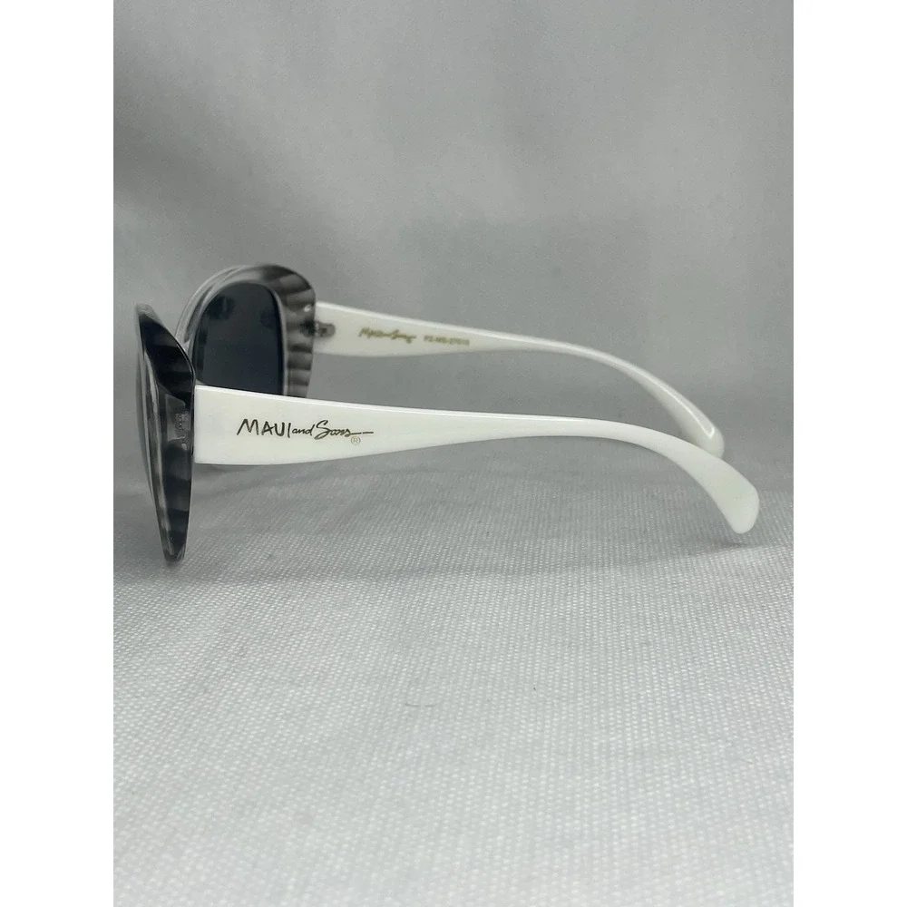 Maui and Sons Polarized CatEye Sunglasses Retro White 70s Black Lens PZ-MS-27010